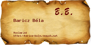 Baricz Béla névjegykártya